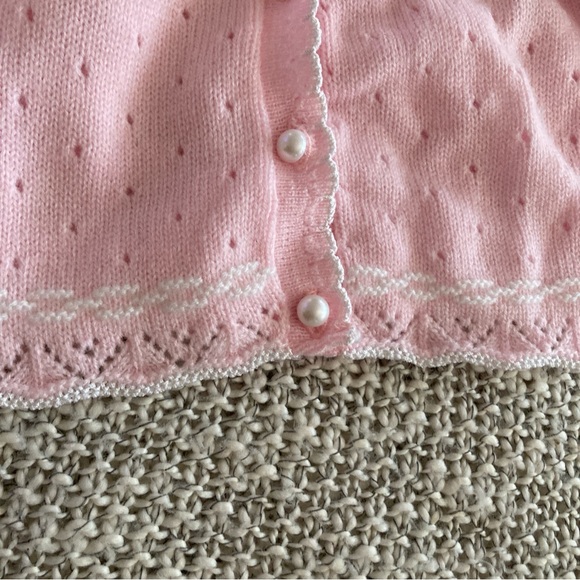 Vintage Babytogs Sweet Pink Button-Up Cardigan Baby Blouse Size 6-9 Months - Picture 5 of 8